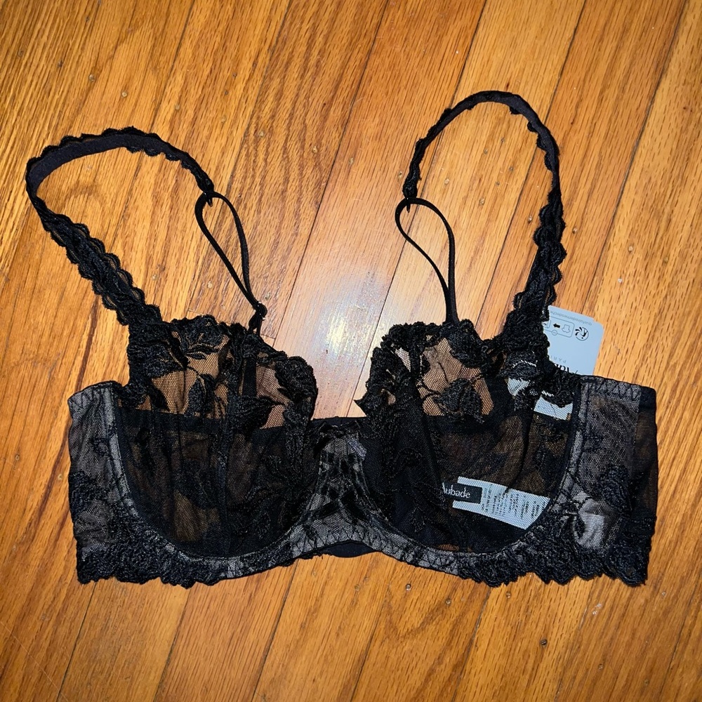 aubade paris black lace sheer bra